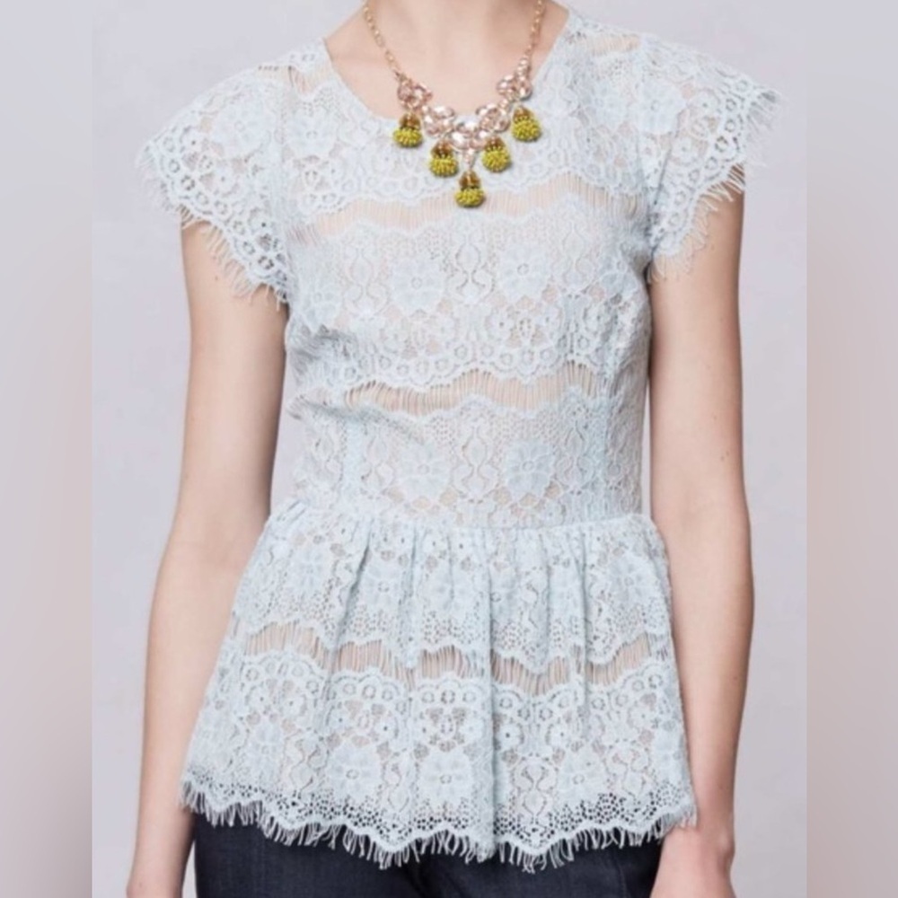 Anthropologie Maeve Katrine Lace Peplum Top size Small